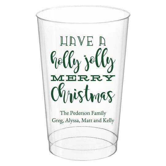 Holly Jolly Christmas Clear Plastic Cups